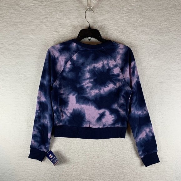 Champion Sweatshirt Women's XS Navy Tie-Dye Cotton Crew Neck Pullover NWT 6832 - Picture 2 of 9